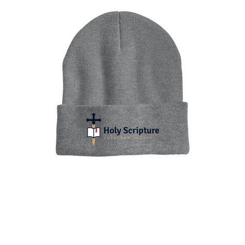 HSLC Classic Beanies, a Dark Heather Grey Printed Cuffed Beanie