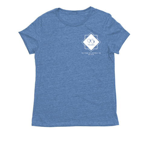 Cheverly 95th Women's Cut Tee in Blue, Olive&nbsp;, a Azure Blue Allmade Eco Triblend Women?s Tee