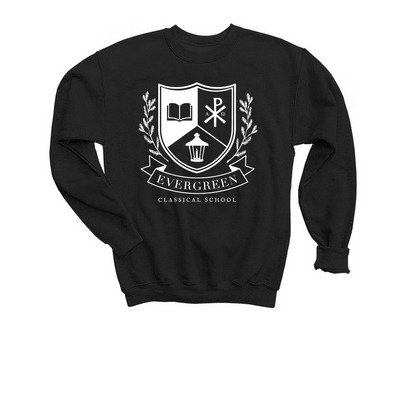 Evergreen Logo Front Only, a Black Youth Crewneck Sweatshirt