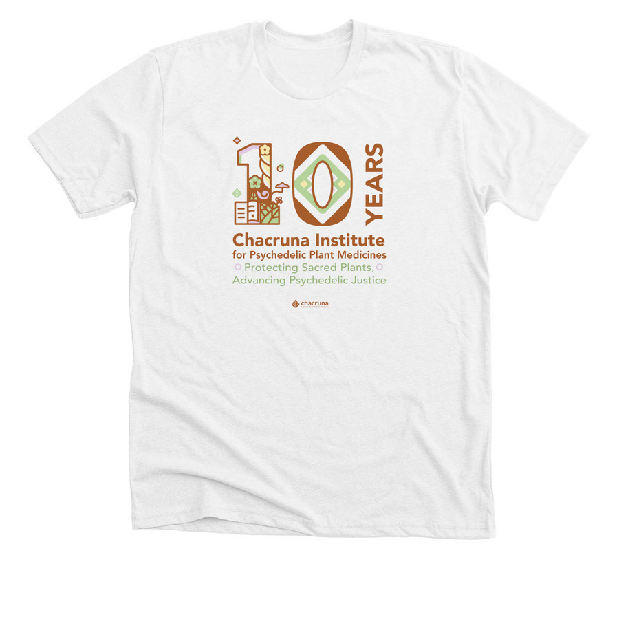 10 years Chacruna Institute, a Solid White Blend Premium Unisex Tee