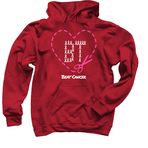 Bergen Tech Beats Cancer, a Cardinal Red Pullover Hoodie