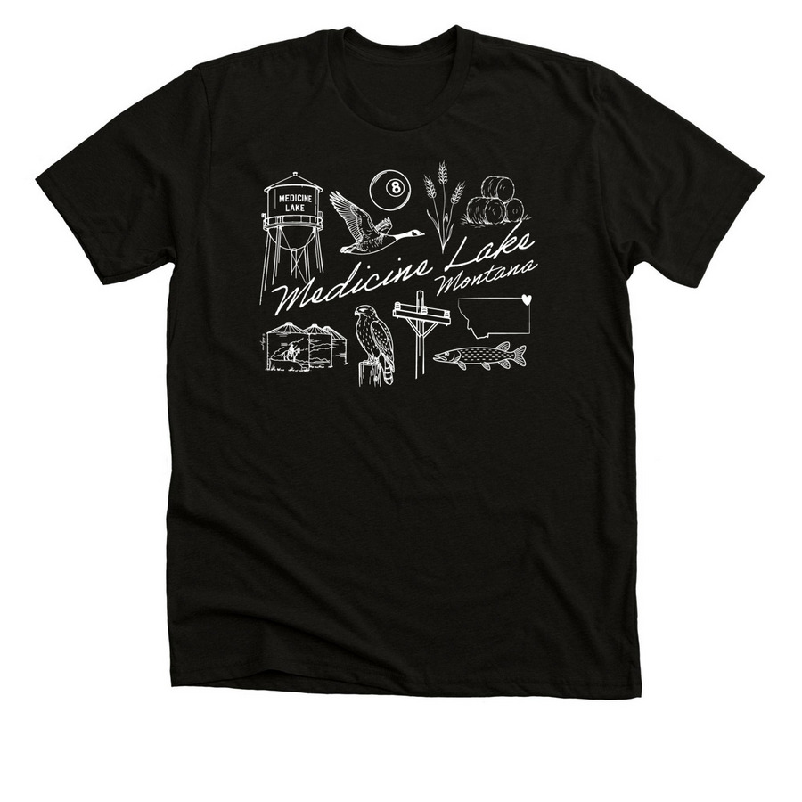 Medicine Lake (White), a Black Heather Premium Unisex Tee
