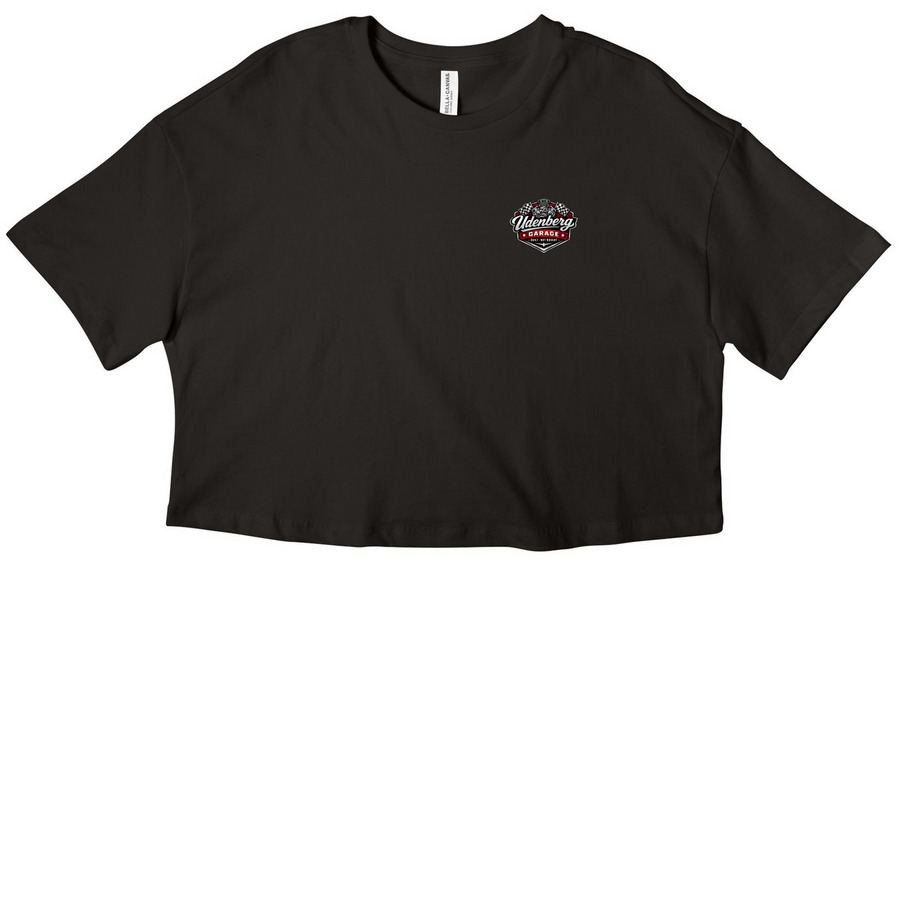 Women's "Udenberg Garage" Cropped Tee, a Black Women?s Cropped Cotton Tee