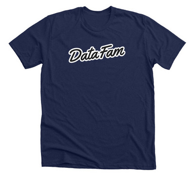 DataFam White Logo Tees, a Solid Navy Blend Premium Unisex Tee