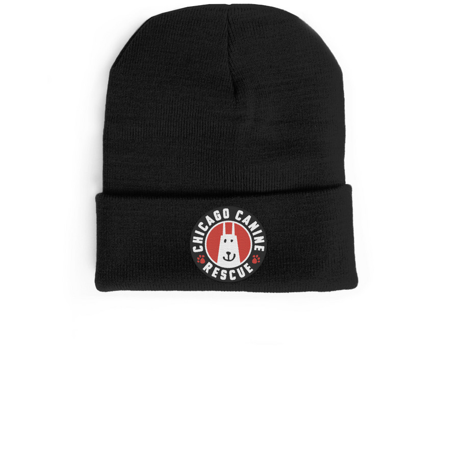 CCR Logo Hat, a Black Cuffed Beanie