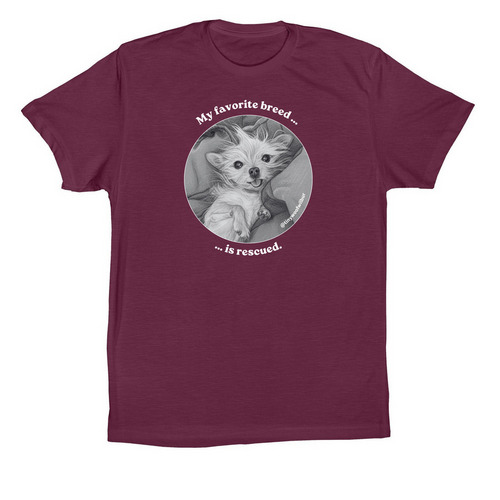 My Favorite Breed is Rescued, a Maroon Premium Cotton Tee
