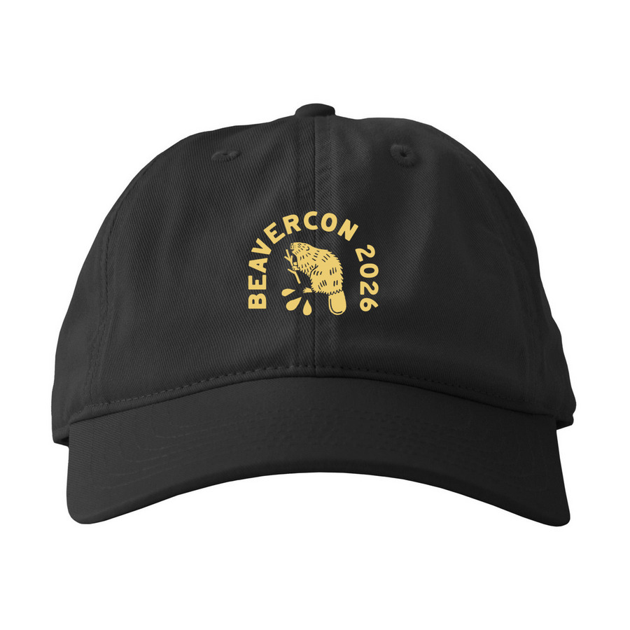 BeaverCON 2026 Cap - Black, a Black Printed Eco Baseball Cap
