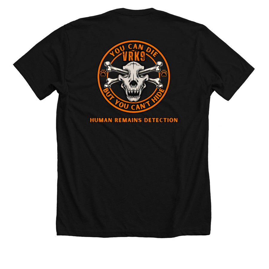 VRK9, a Solid Black Blend Premium Unisex Tee (back-view)