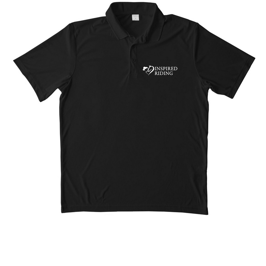 Inspired Riding?, a Black Unisex Performance Polo