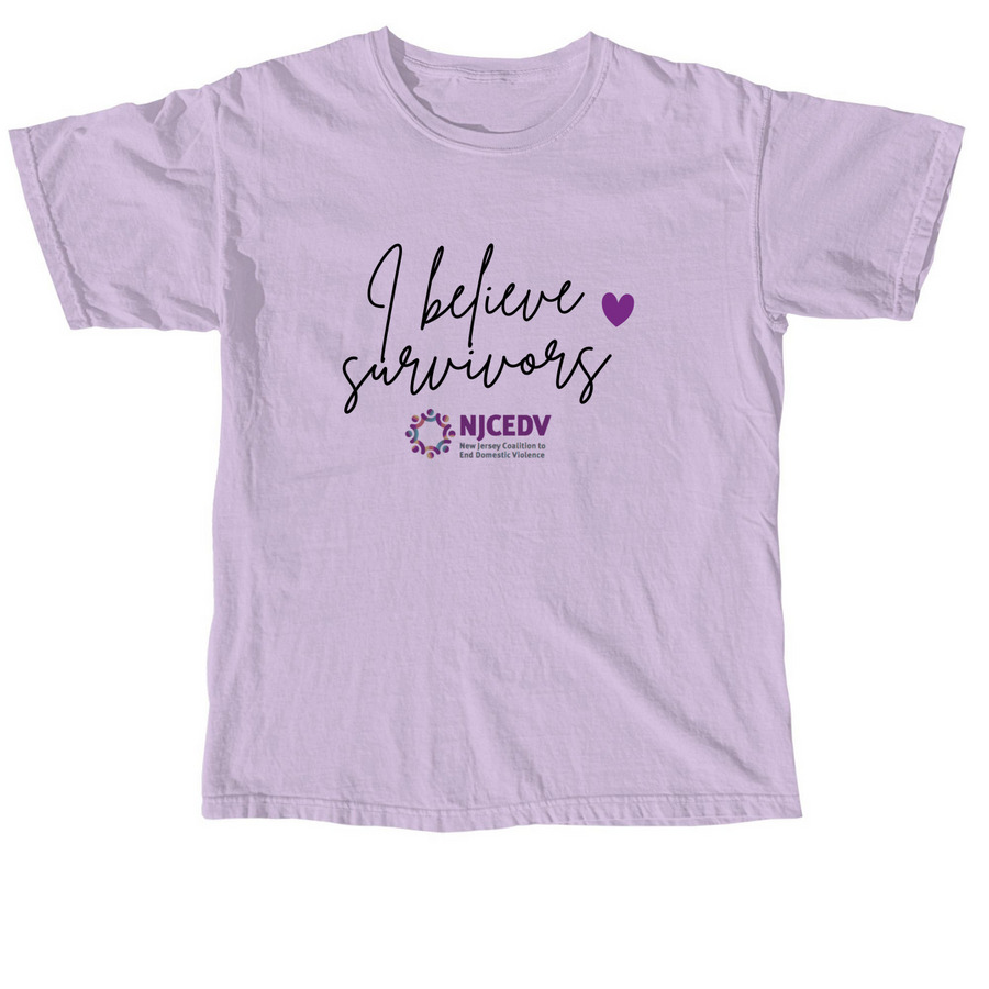 I Believe Survivors (English), a Orchid Comfort Colors Unisex Tee