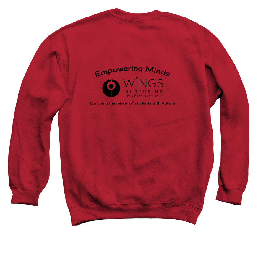 Adult (Hoodies & Crewnecks) Black Logo, a Cardinal Red Crewneck Sweatshirt (back-view)