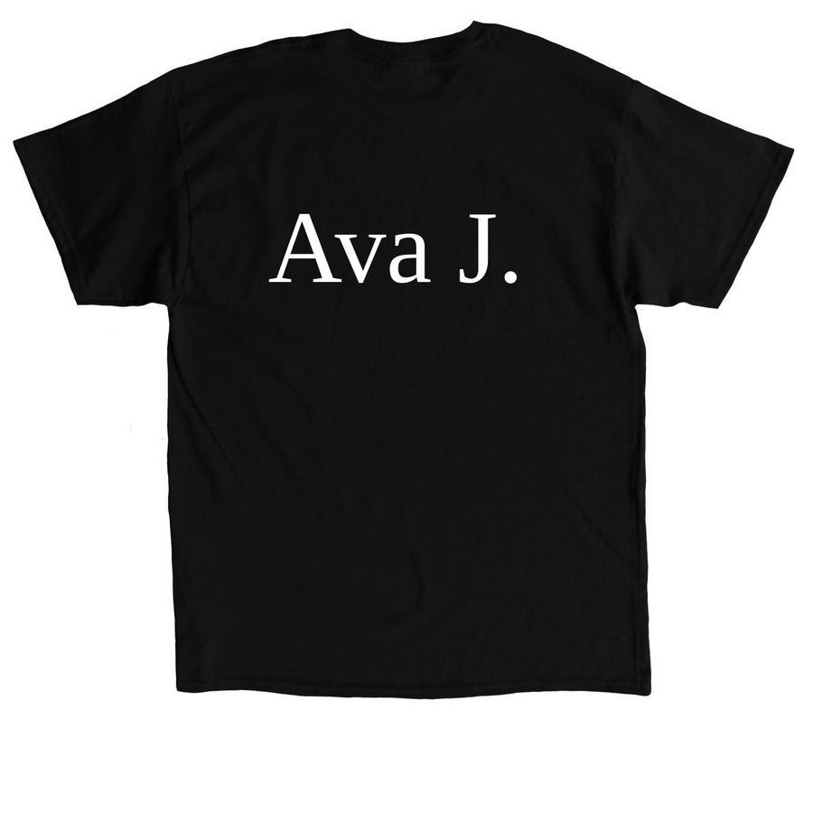 Ava J, a Black Classic Unisex Tee (back-view)