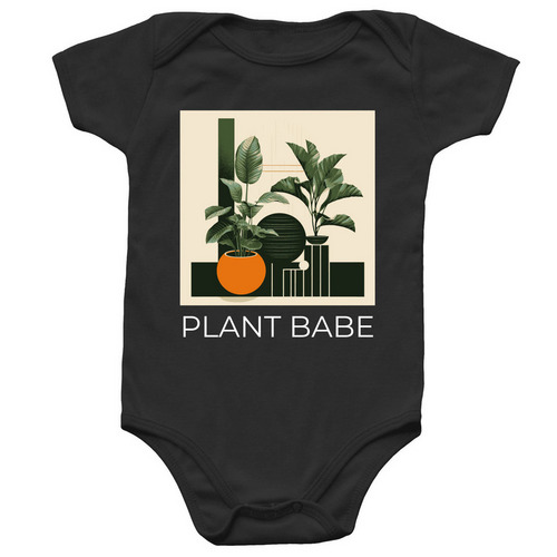 Plant Babe Onesie, a Black Infant Onesie