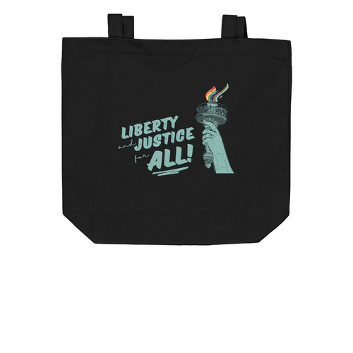 Liberty and Justice Tote, a Black Organic Cotton Tote Bag