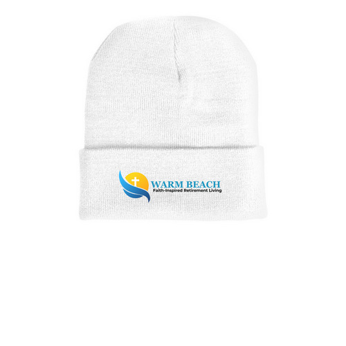Warm Beach Cozy Beanie, a White Printed Cuffed Beanie