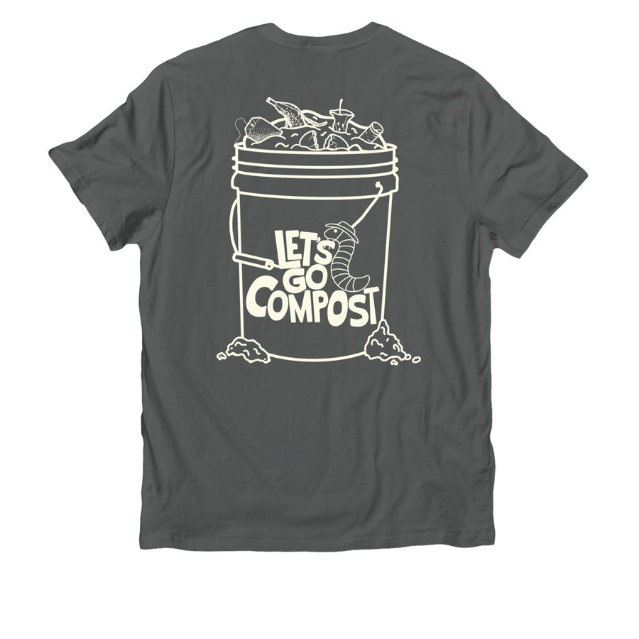 Let's Go Compost, a Terrain Grey Allmade Organic Cotton Unisex Tee (back-view)