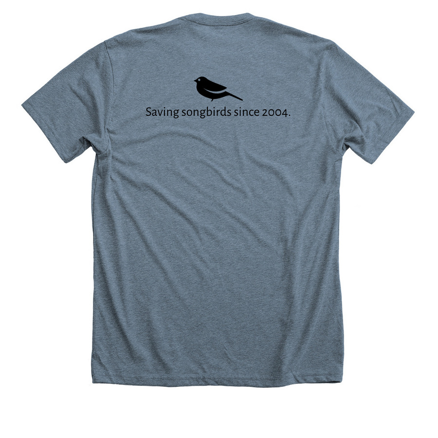 Northern Flicker, a Heather Slate Premium Unisex Tee (back-view)