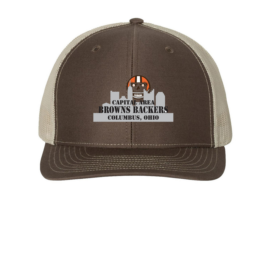 CABB LOGO Hats, a Brown/ Khaki Printed Snapback Trucker Cap