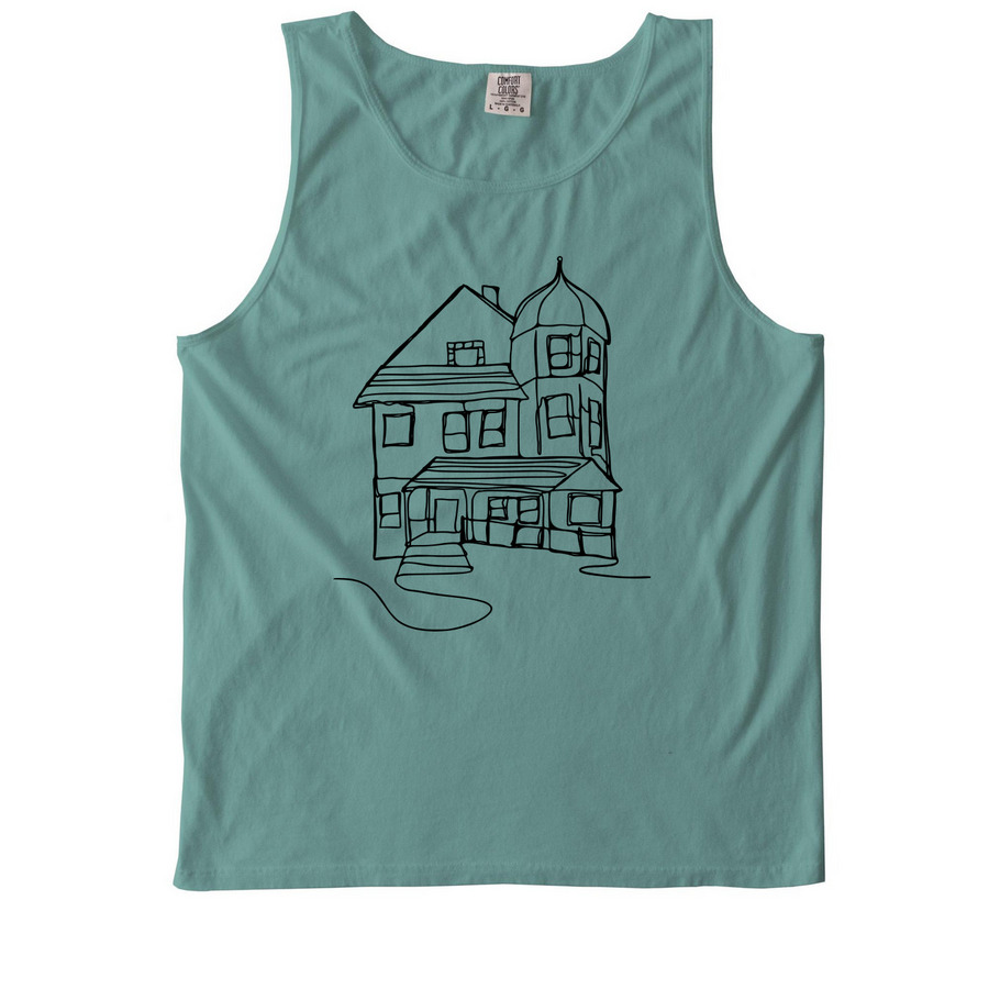 FYACS Tanks and Tie Dye: Line House - Black, a Seafoam Comfort Colors Tank Top