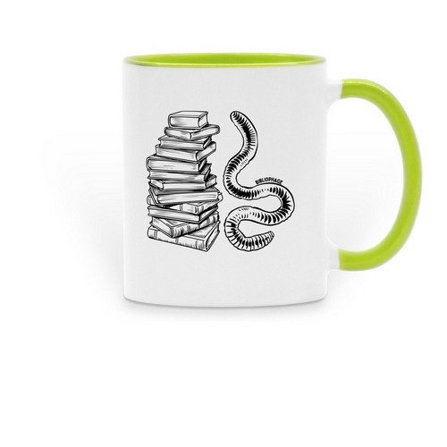 Bibliophage Mug, a Green Two-Tone Ceramic Mug