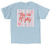 Tiny But Mighty - Pink Stripe, a Light Blue Classic Unisex Tee (back-view)