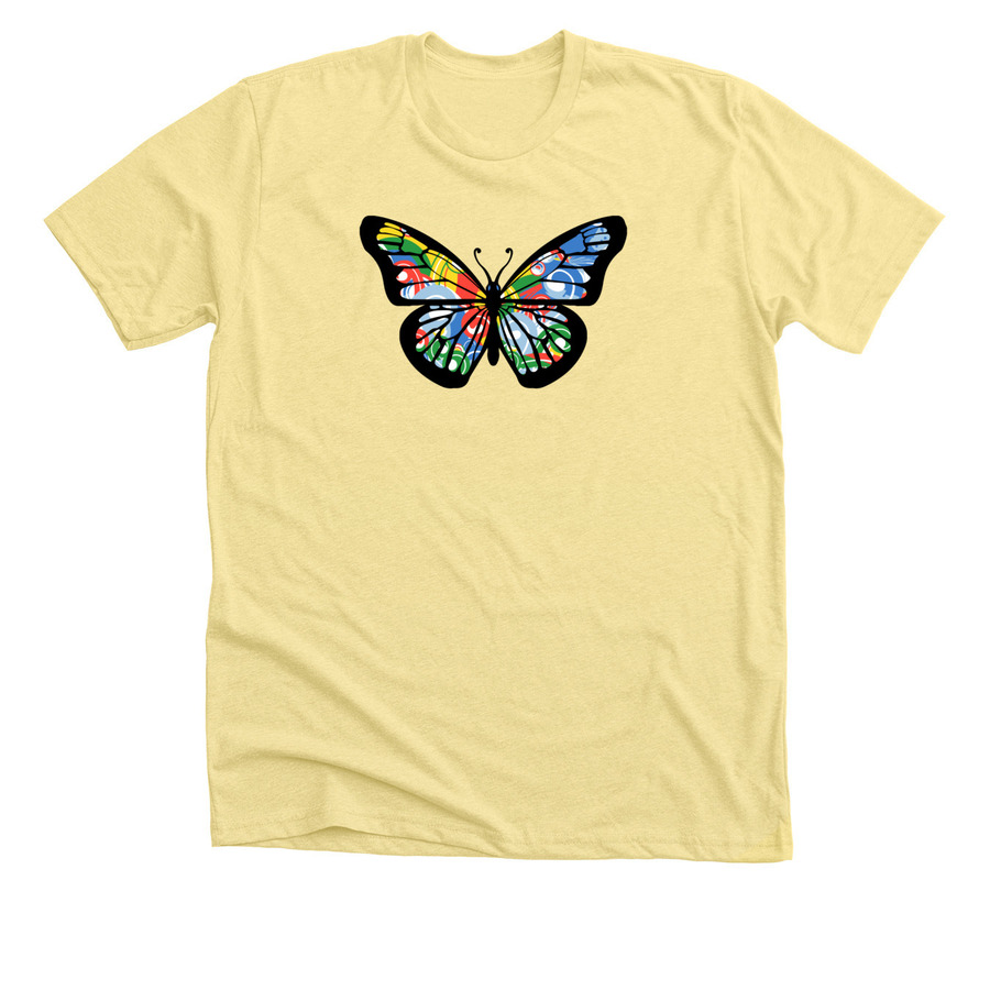 Butterfly Swirls Colorful Butterfly Shirts ?, a Heather Yellow Gold Premium Unisex Tee