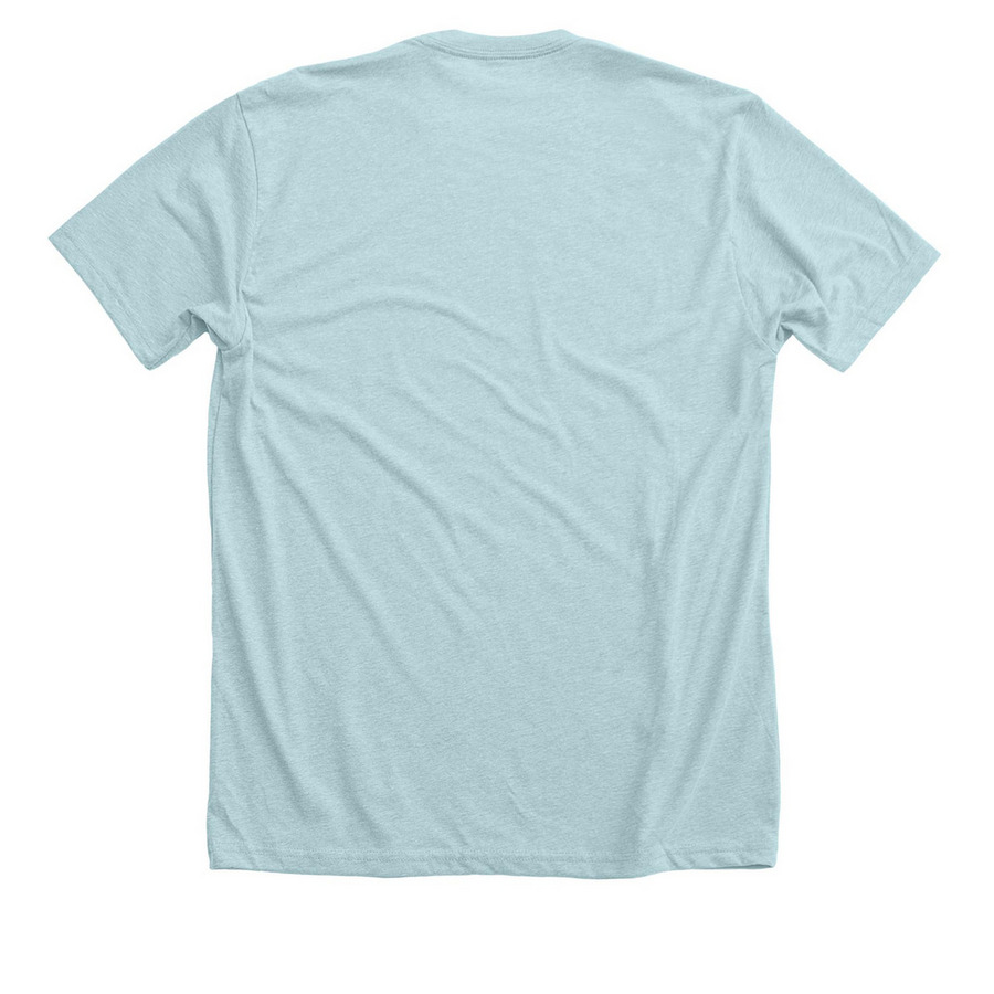 Kealing Rising Sun, a Heather Ice Blue Premium Unisex Tee (back-view)
