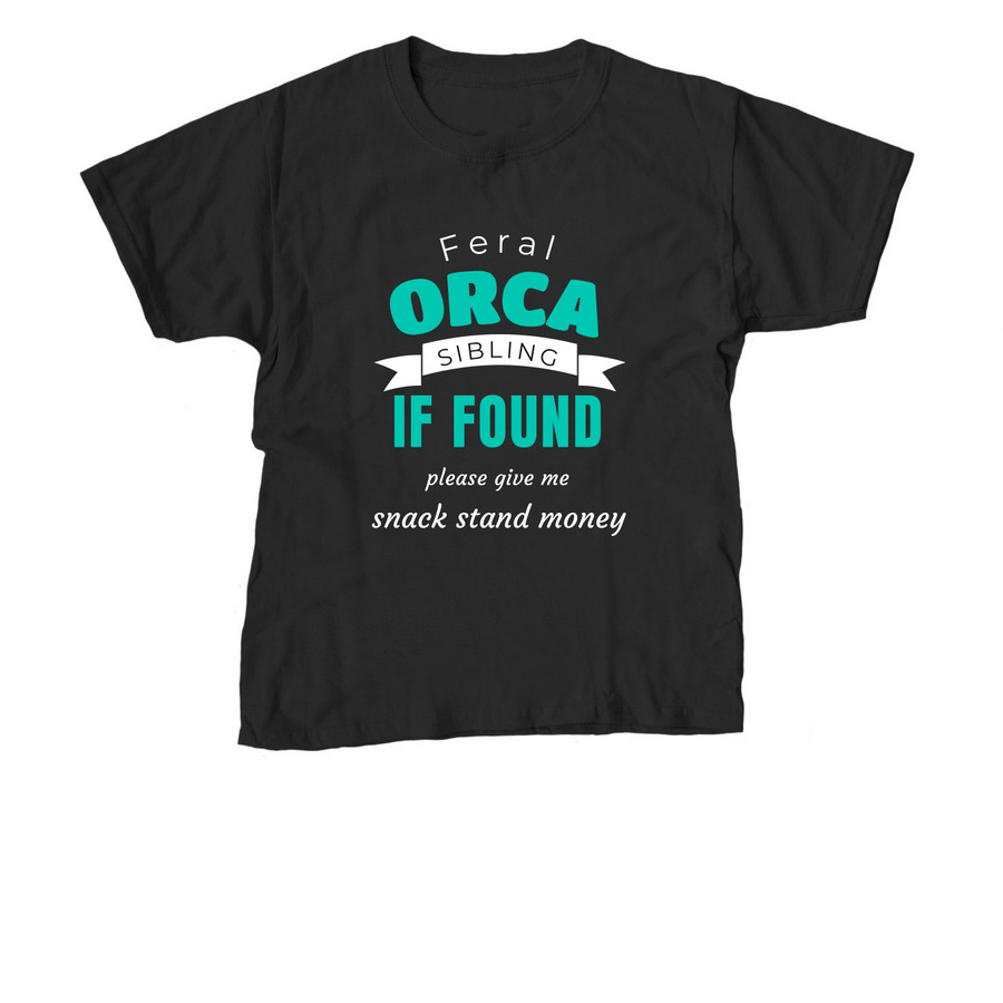 Youth Feral Orca Sibling, a Black Youth Unisex Tee