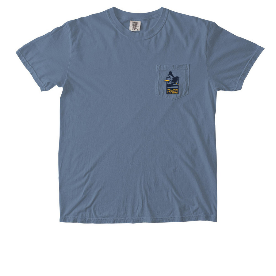 WWCC X KNGDMCO - HB PELI BLUE, a Blue Jean Comfort Colors Pocket Tee
