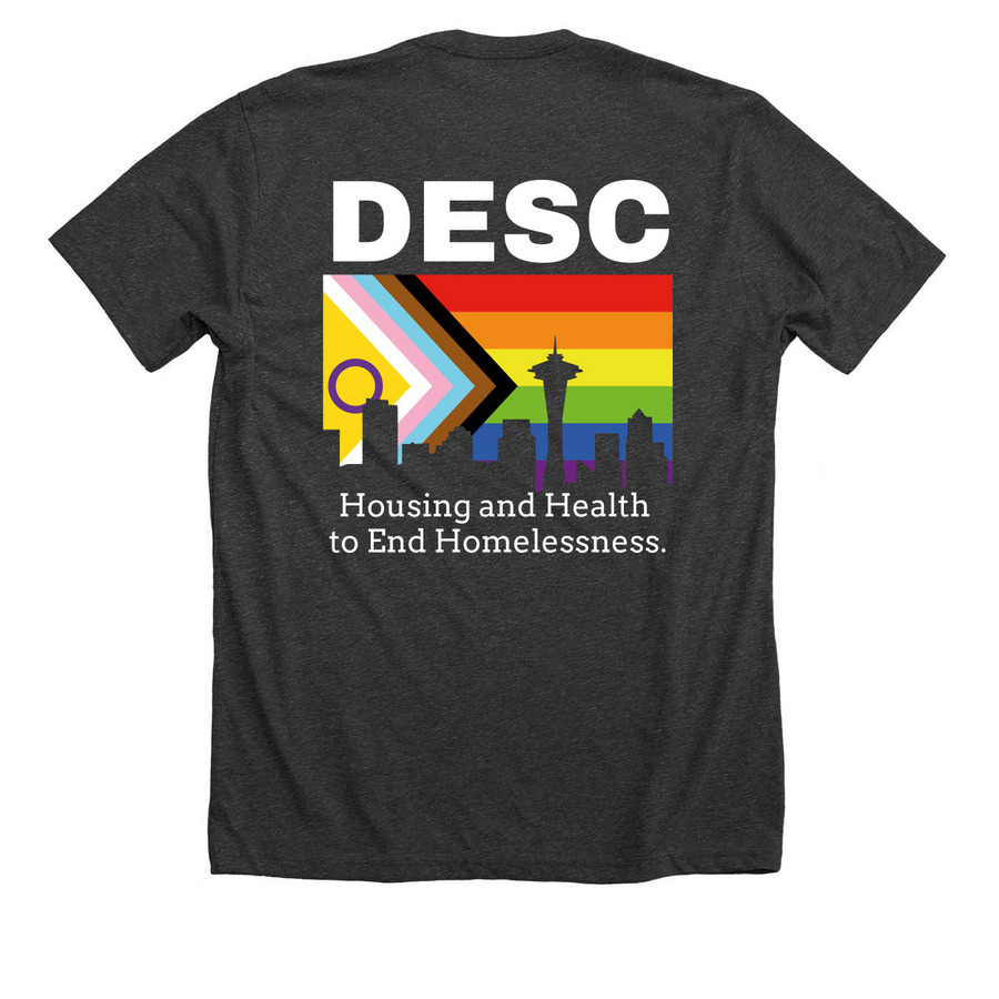 DESC Pride 2023-Tee, Sweater, or Hoodie (v.2), a Dark Grey Heather Premium Unisex Tee (back-view)