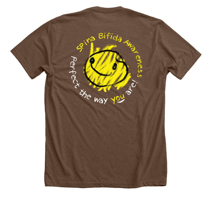 Spina Bifida - Perfect (Adult), a Heather Brown Premium Unisex Tee (back-view)
