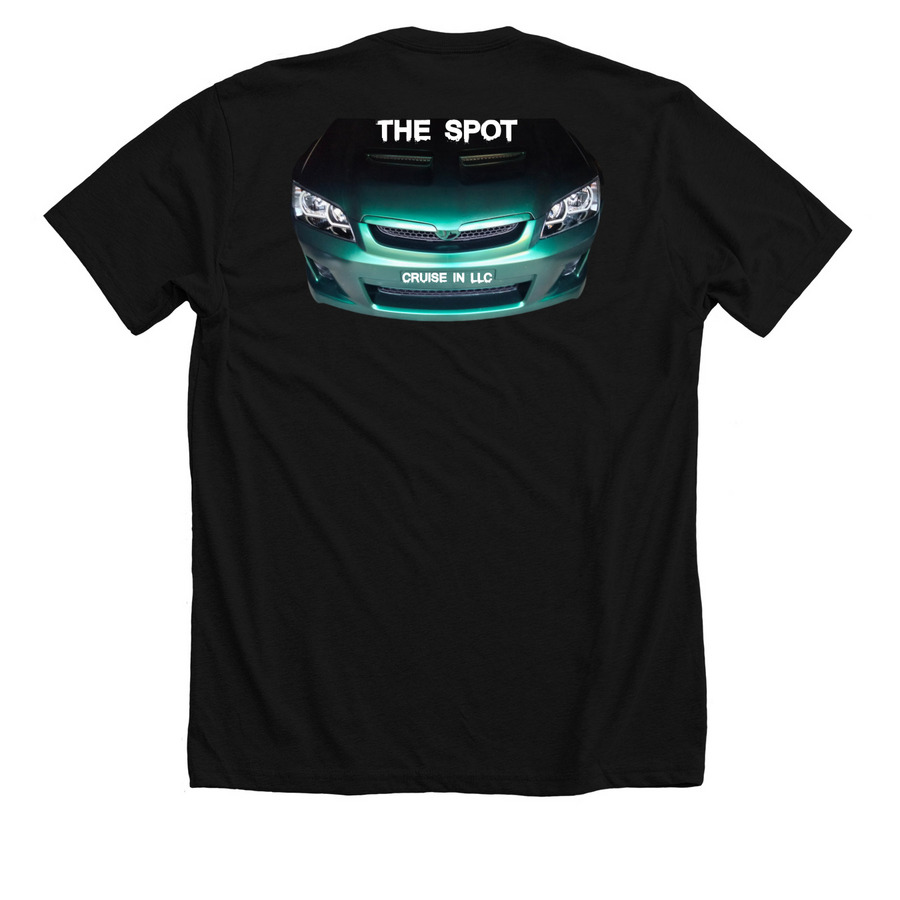 The Spot (Car Cruise In LLC) Merch, a Solid Black Blend Premium Unisex Tee (back-view)