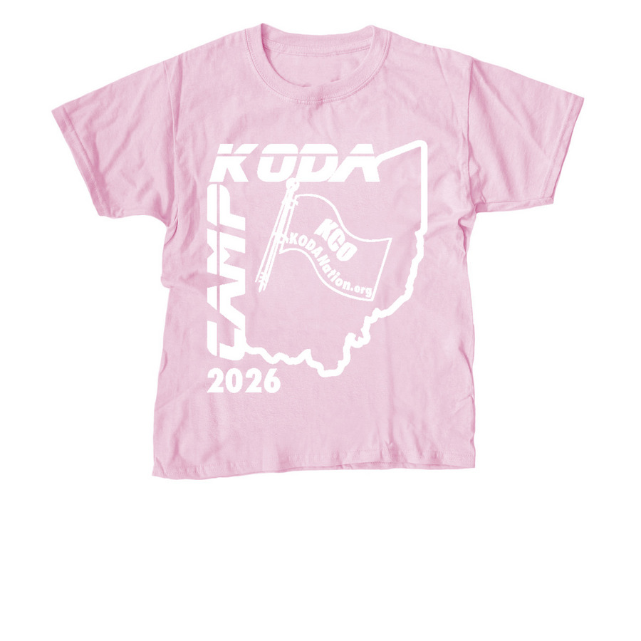 KODA CAMP OHIO 2026, a Light Pink Youth Unisex Tee
