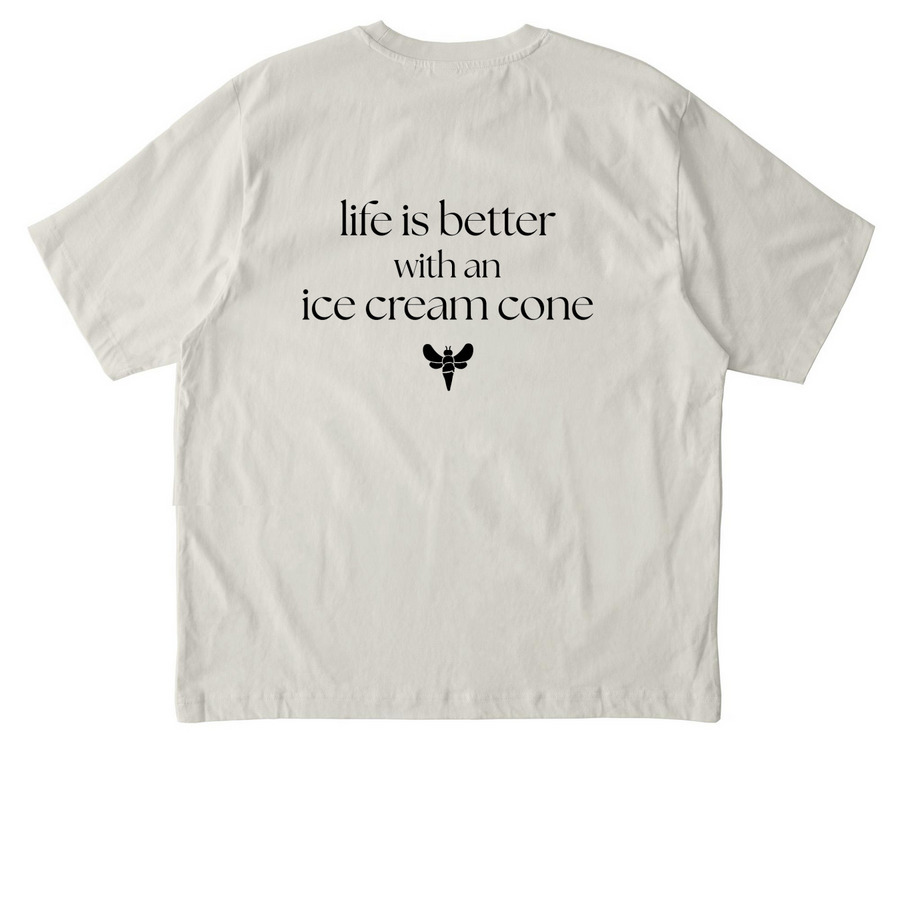 Life is better with an ice cream cone, a Natural Raw Stanley/Stella Unisex Freestyler Heavyweight Tee (back-view)