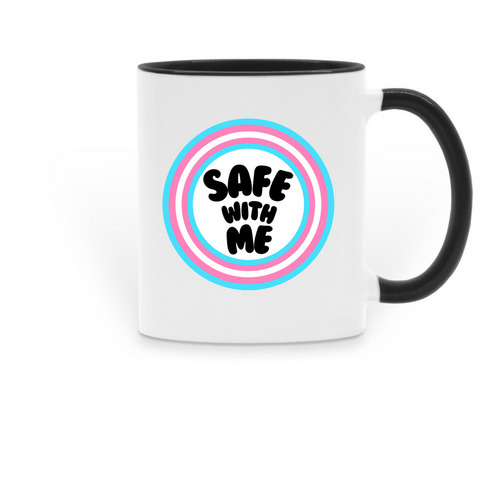 'Safe with Me' Trans Mug, a Black Two-Tone Ceramic Mug