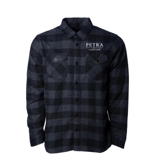 Plaid Button Up, a Charcoal Heather/ Black Unisex Flannel Shirt