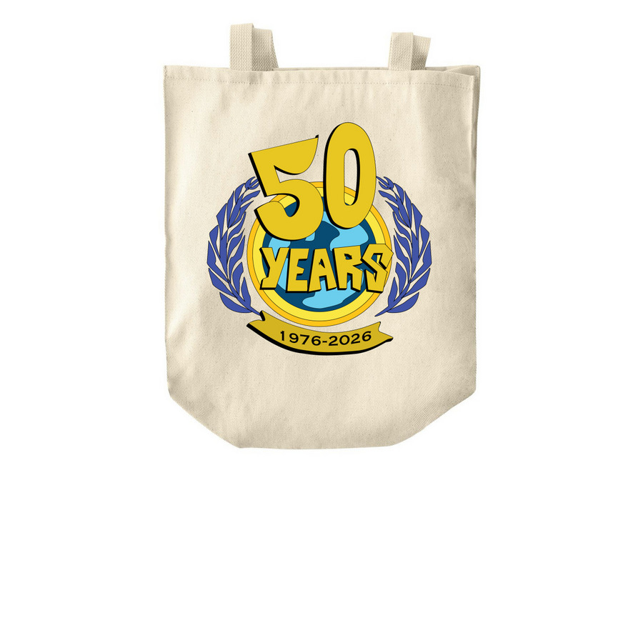 Totes: 50th Birthday, a Natural Over-the-Shoulder Shopping Tote Bag