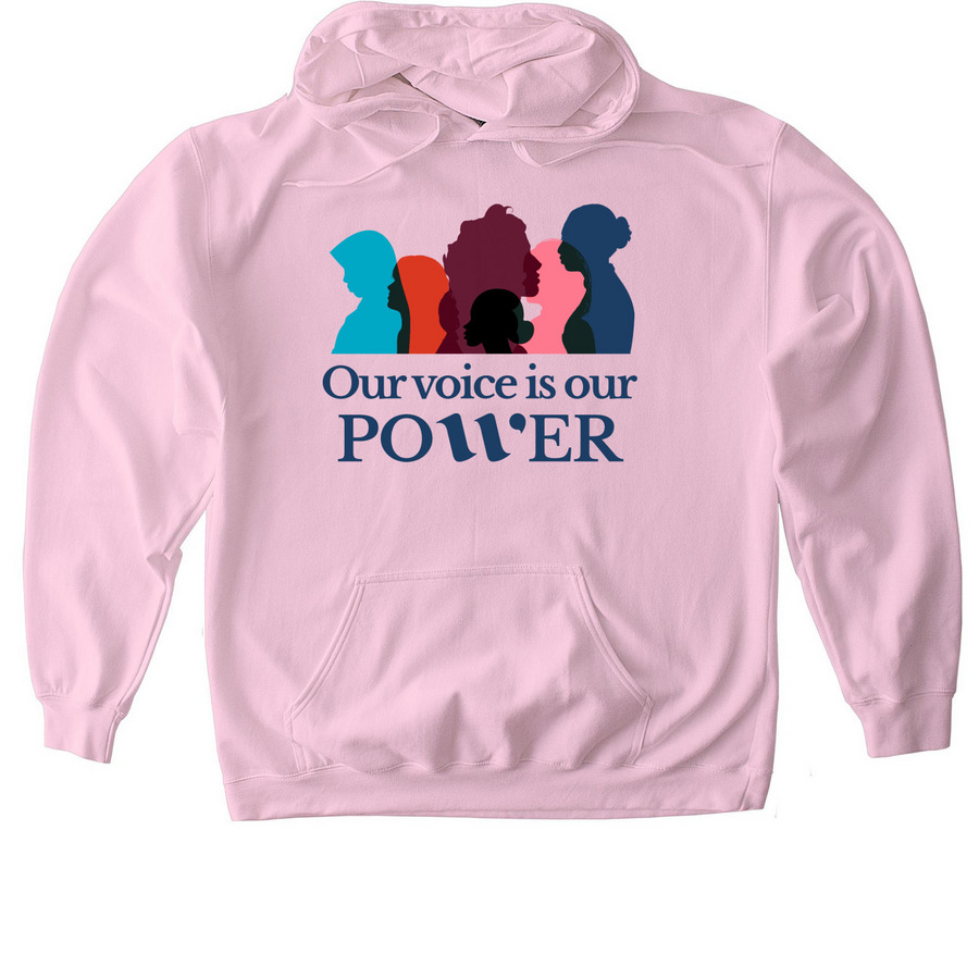 WHA Our Voice is Our Power, a Light Pink Gildan Softstyle Pullover Hoodie