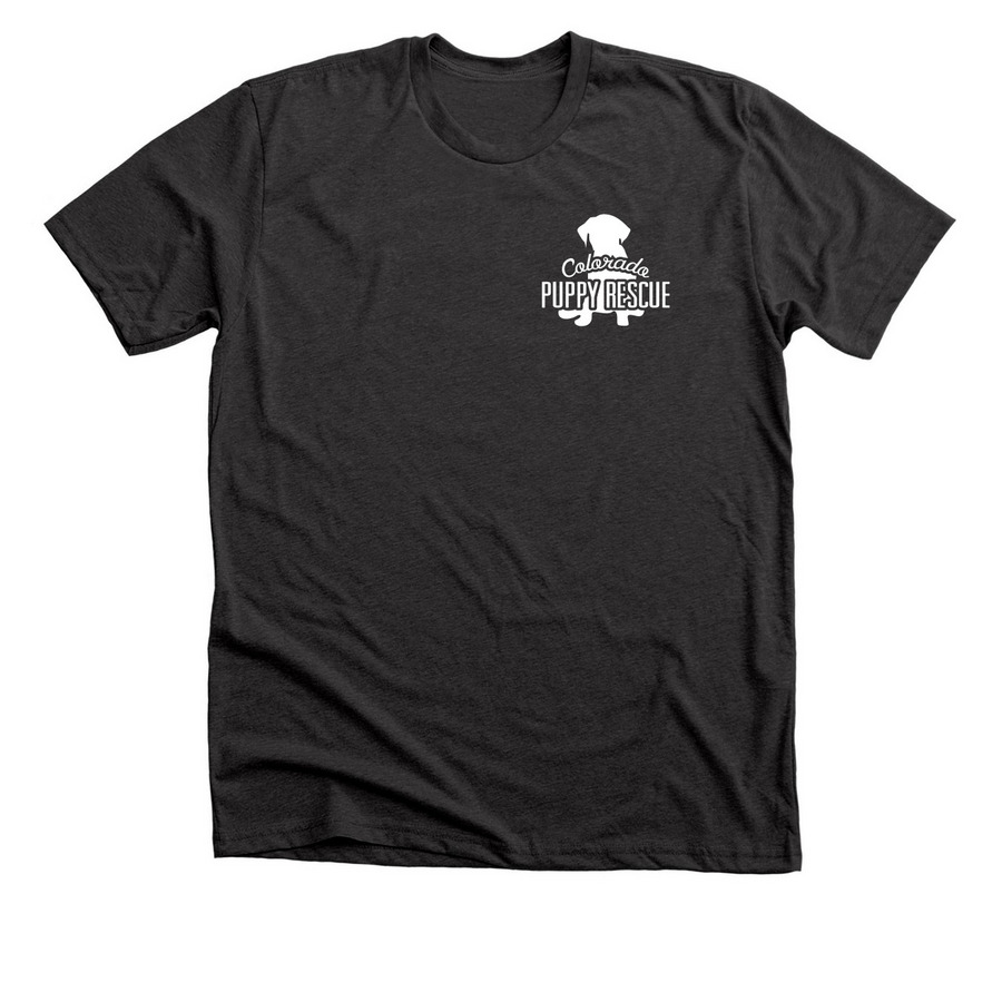 Colorado Puppy Rescue Corner Logo, a Dark Grey Heather Premium Unisex Tee
