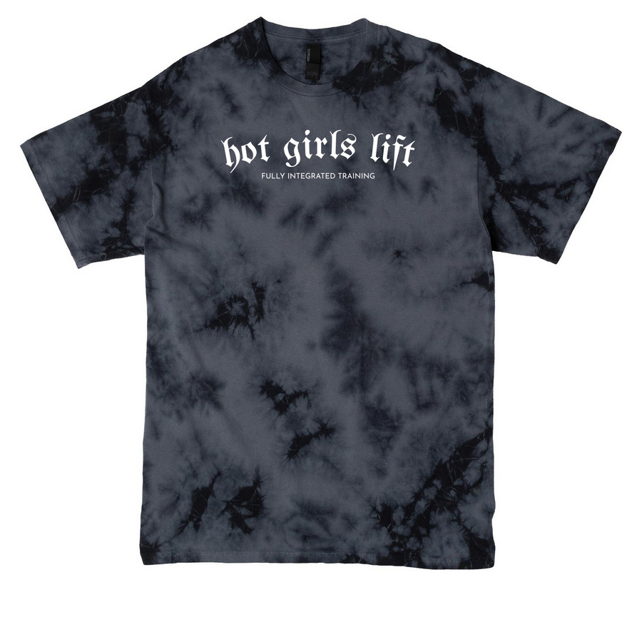 HOT GIRLS LIFT, a Black Crystal Tie Dye Tee