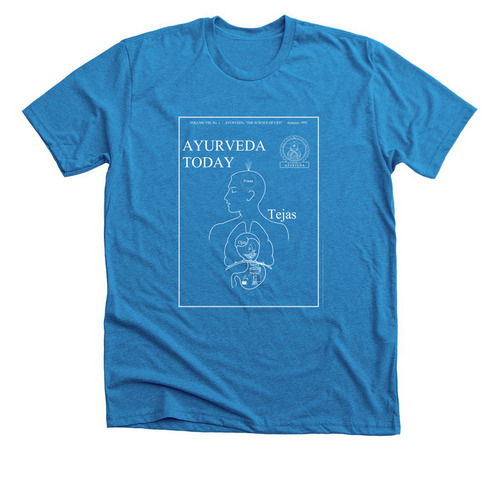 Summer 95 Vintage Ayurveda Today, a Neon Blue Premium Unisex Tee