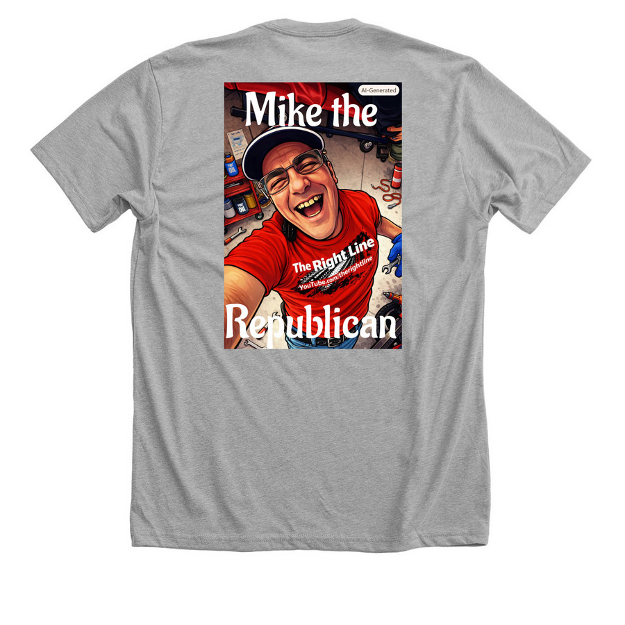 Mike The Republican, a Athletic Heather Premium Unisex Tee (back-view)