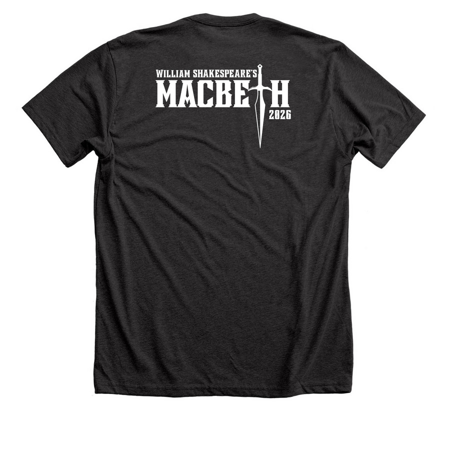 Macbeth Merch, a Dark Grey Heather Premium Unisex Tee (back-view)