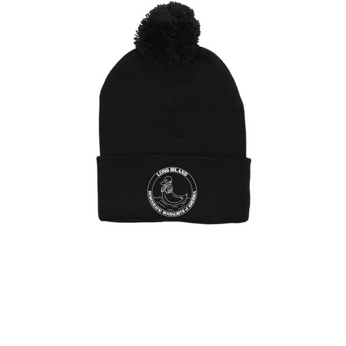 Nothing to Lose But Your Chills, a Black Printed Pom-Pom Beanie