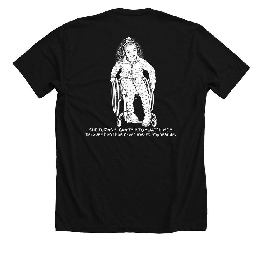 She turns "I cant" into "watch me", a Solid Black Blend Premium Unisex Tee (back-view)