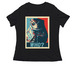 Who?, a Black Women's Relaxed V-Neck Tee
