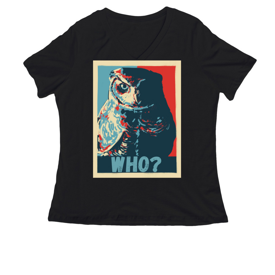 Who?, a Black Women's Relaxed V-Neck Tee
