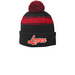 Lopes Beanie, a Black/ True Red Printed Stripe Pom-Pom Beanie