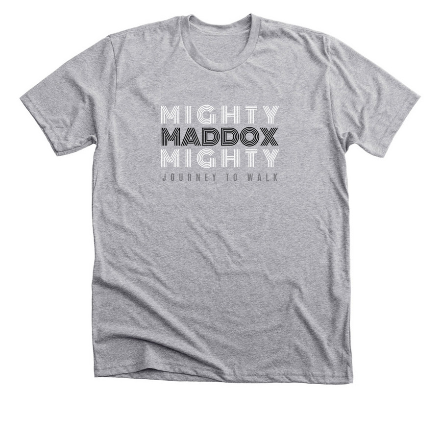 Mighty Maddox?s Journey To Walk Logo, a Athletic Heather Premium Unisex Tee