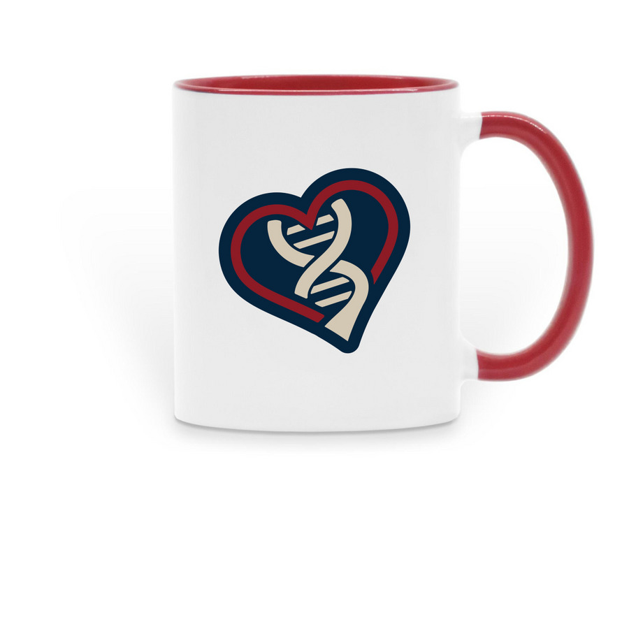 Heart Pendant Mug, a Red Two-Tone Ceramic Mug